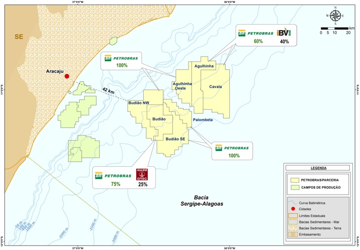 Petrobras declara comercialidade de sete campos de exploração na bacia Sergipe-Alagoas